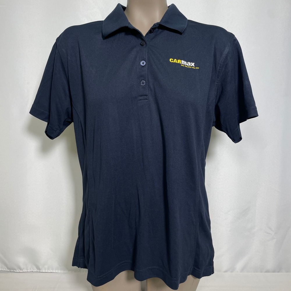CarMax Employee Work Uniform Performance Mesh Navy Blue Polo Shirt Women's XL